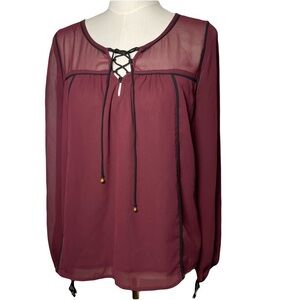 Abercrombie & Fitch Maroon Peasant Blouse XS Perfect for Aggie Game Day!
